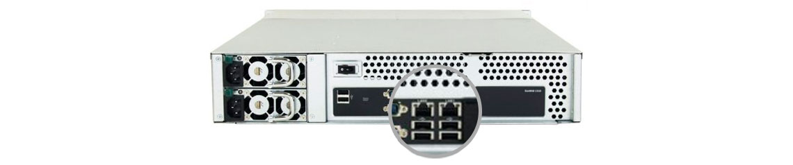 Equipamento com 2x portas LAN para link aggregation